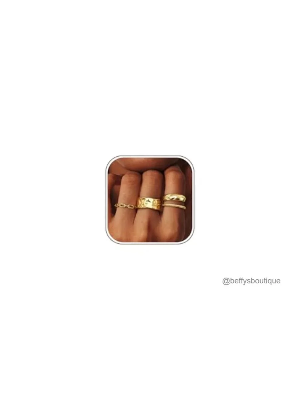 14K Gold Plated Chunky Stackable Ring Set for Women Non Tarnish Hypoallergenic
